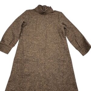Motoreta Kids Brown Tweed Mock Neck Zipper Dress Made in Spain Size‎ 4